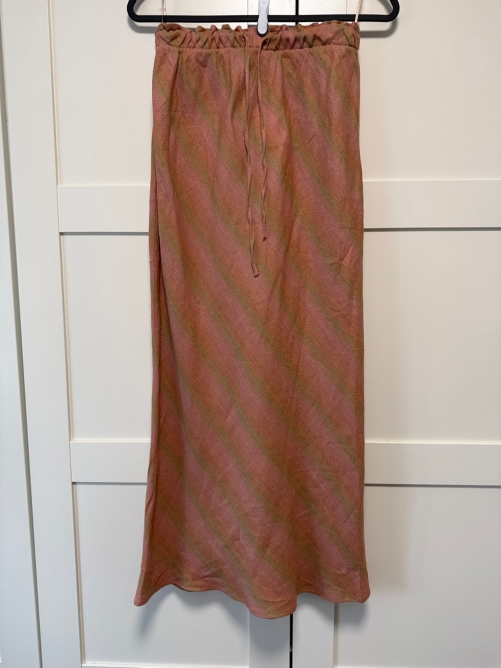 Zara Diagonal Stripe Maxi Skirt in Dusty Rose and Olive